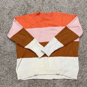 Old Navy Women's Striped Sweater - Orange, Pink, Brown, Cream